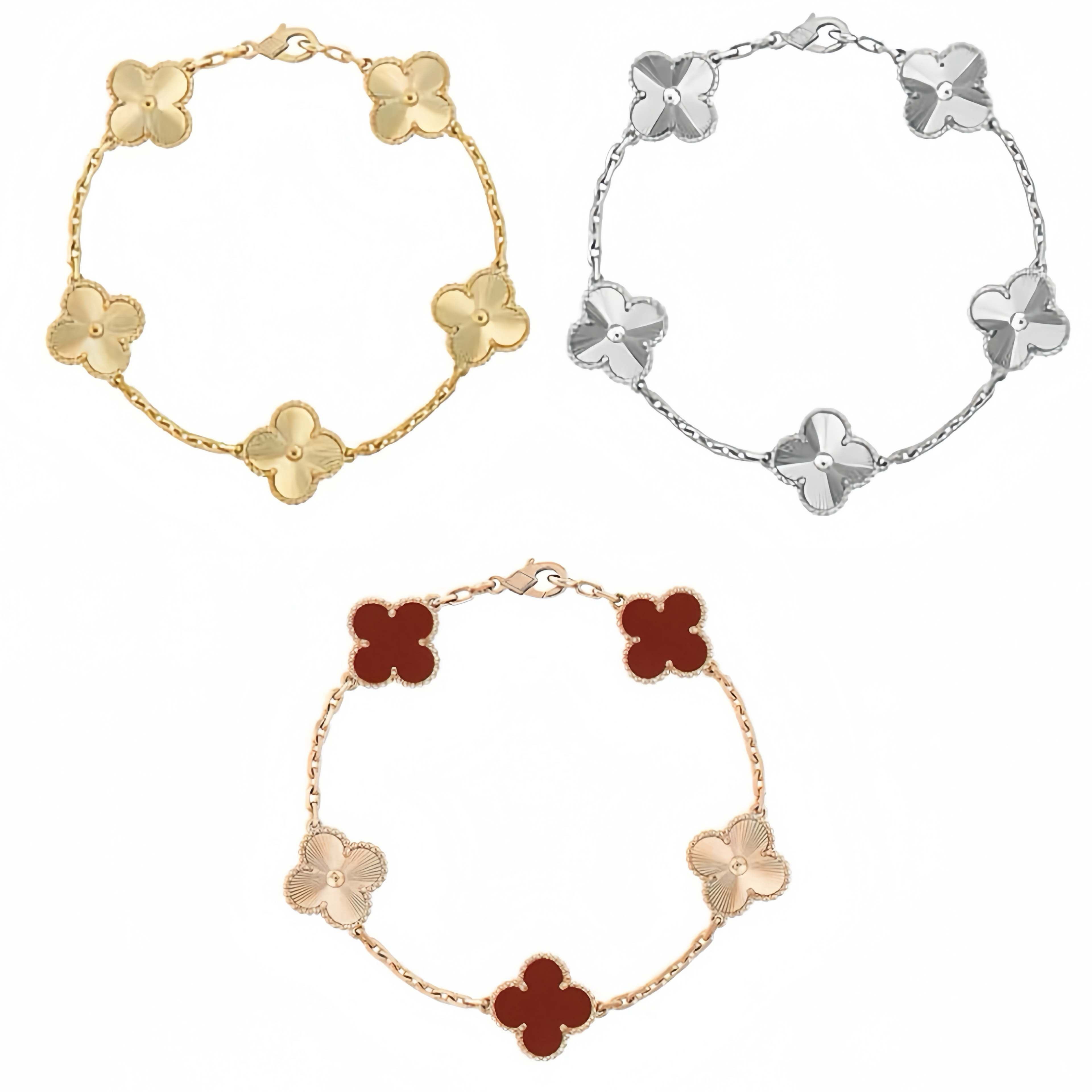 合金手链 2439【镭射四叶草五花】