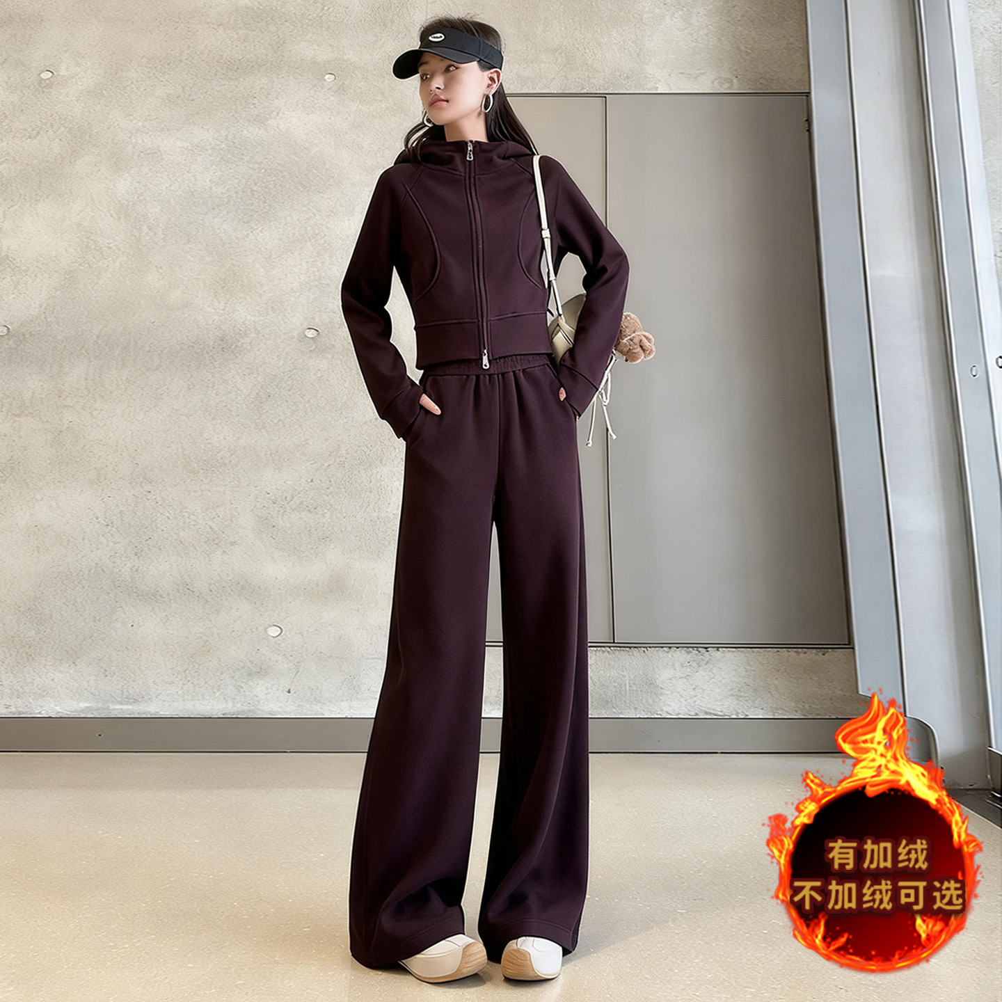 青春物语2025休闲加绒加厚运动套装女秋季休闲小众炸街高级感女装