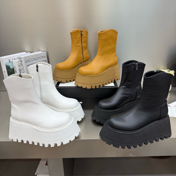 浩229-66新款厚底松糕圆头英伦风时尚马丁靴底厚8公分增高舒适