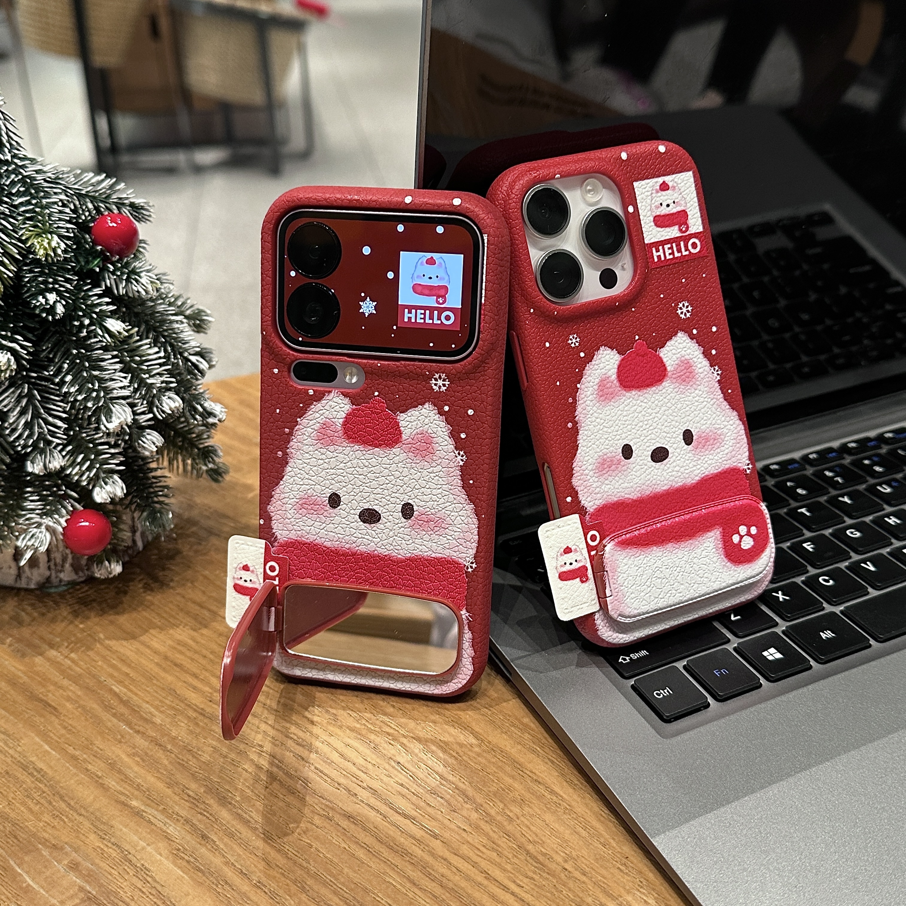 雪花围巾西高地标签适用苹果17支架手机壳16华为oppo小米15vivo软