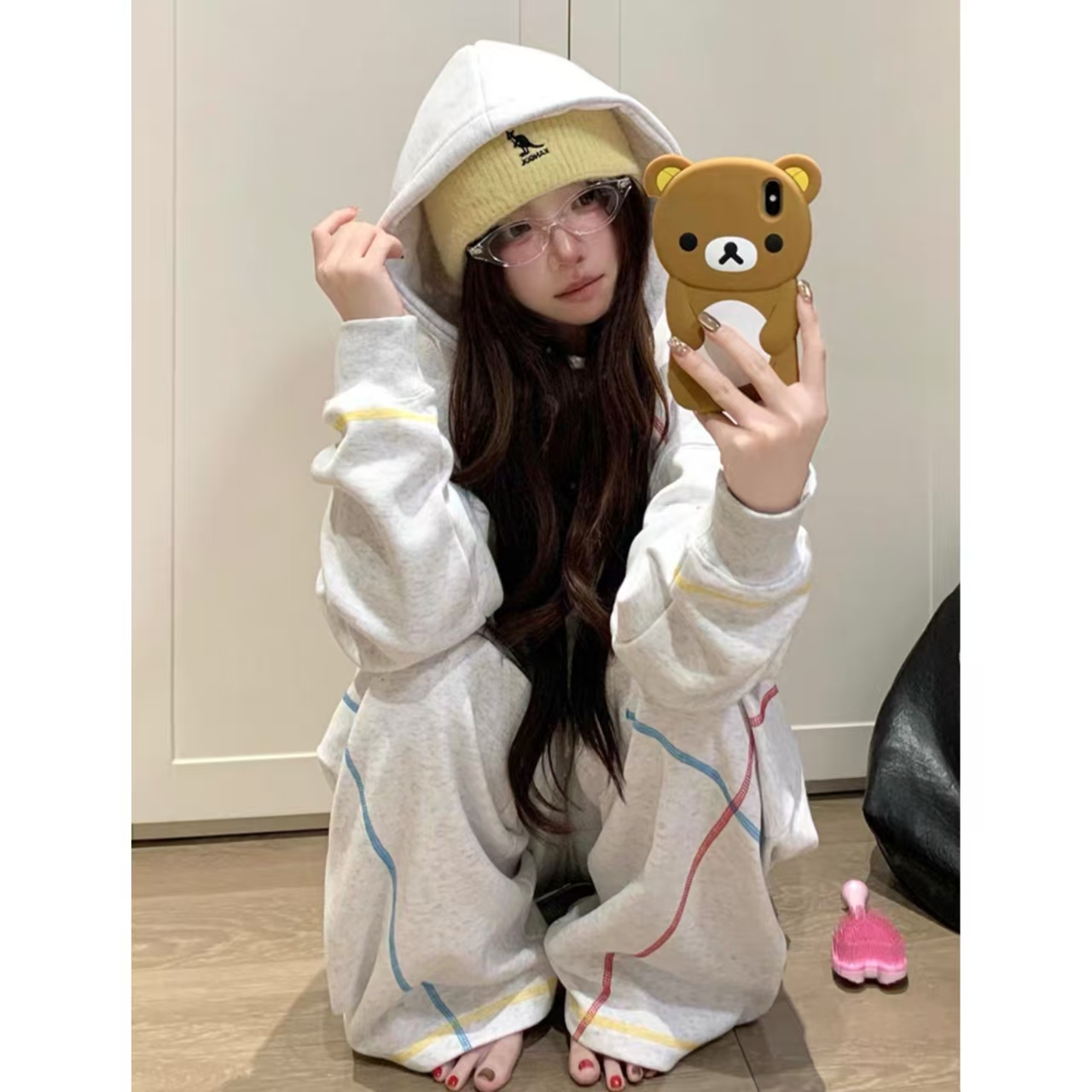 运动套装女秋季2025新款韩版高级感连帽卫衣阔腿裤时尚炸街两件套