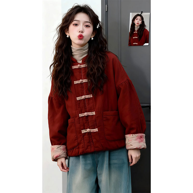 兹伊翰【新年纳福】2025冬季新款本命年红色外套女士新中式国风女装