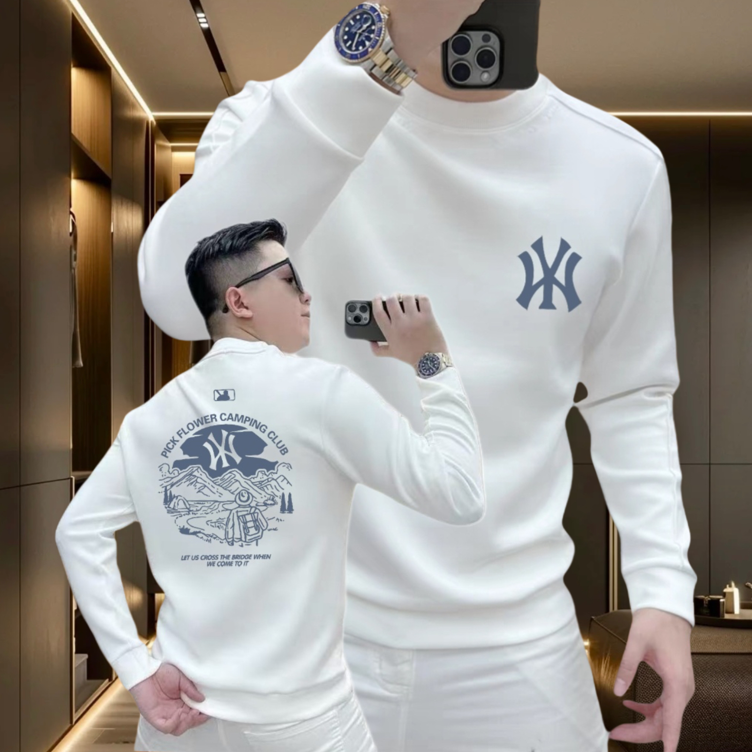 2025新款秋冬卫衣印花字母男爆款长袖华棉高级感男装加绒打底衫男