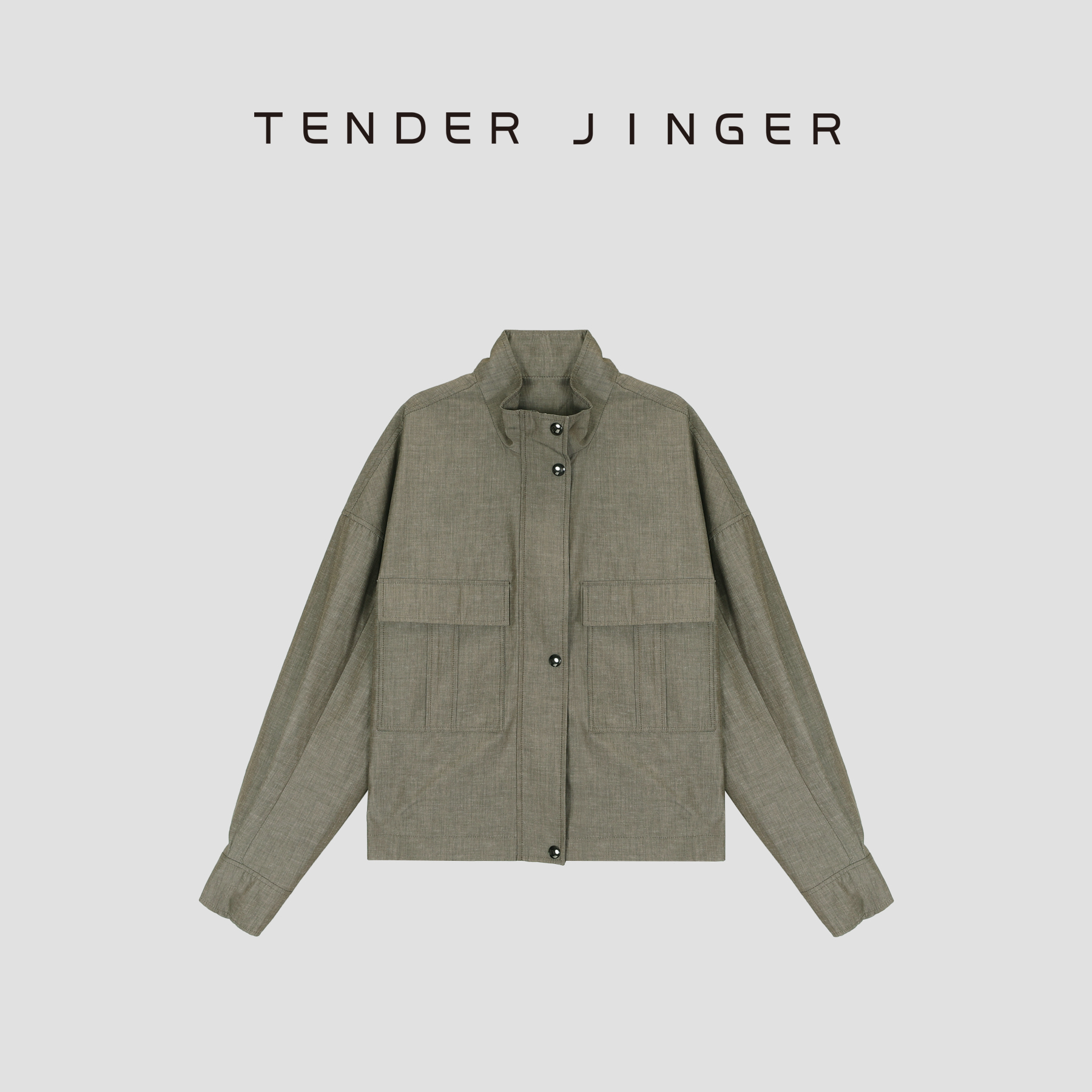Tender Jinger【黑标】双贴袋立领夹克短外套T53WM30750
