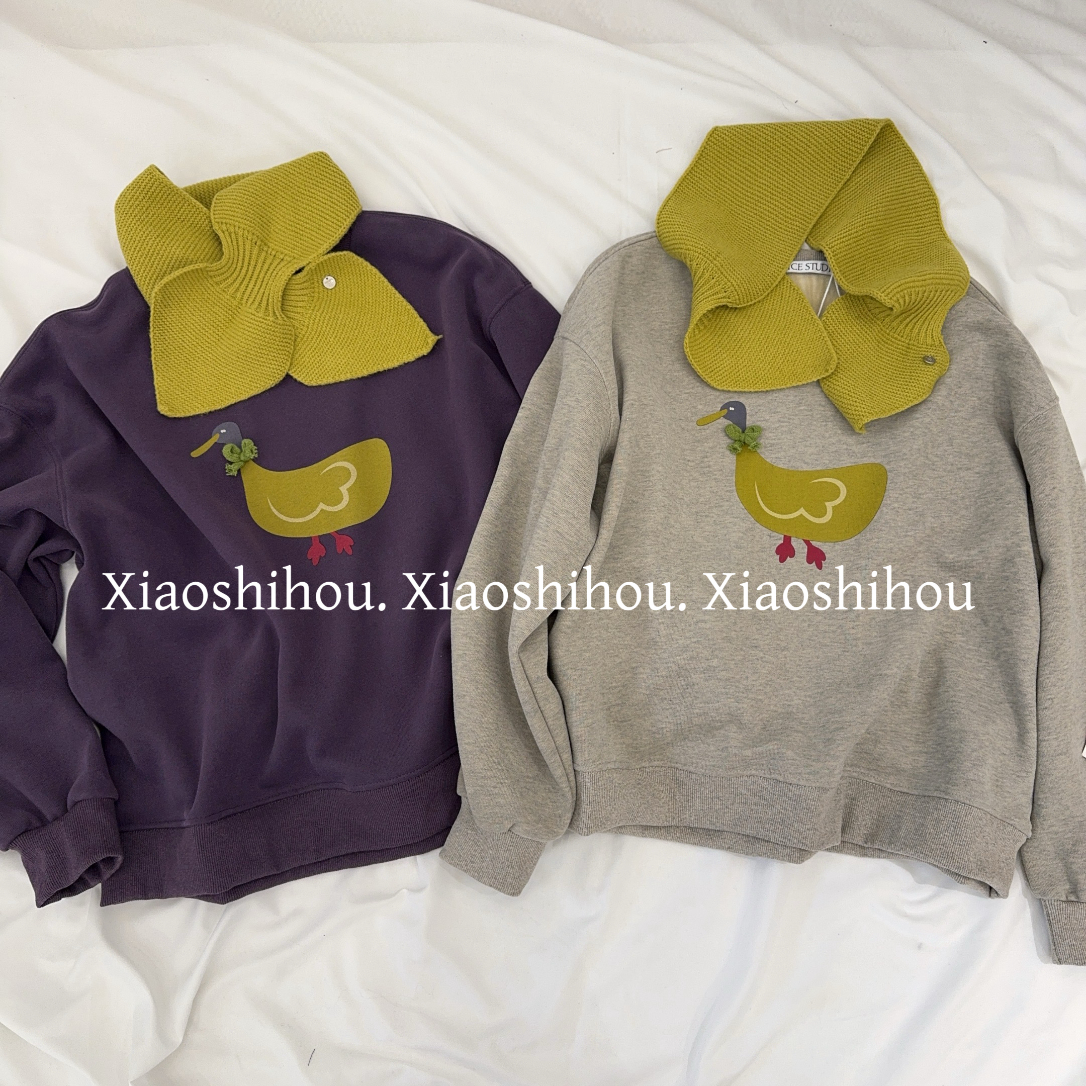 小时候女装店鸭子围脖加绒卫衣130