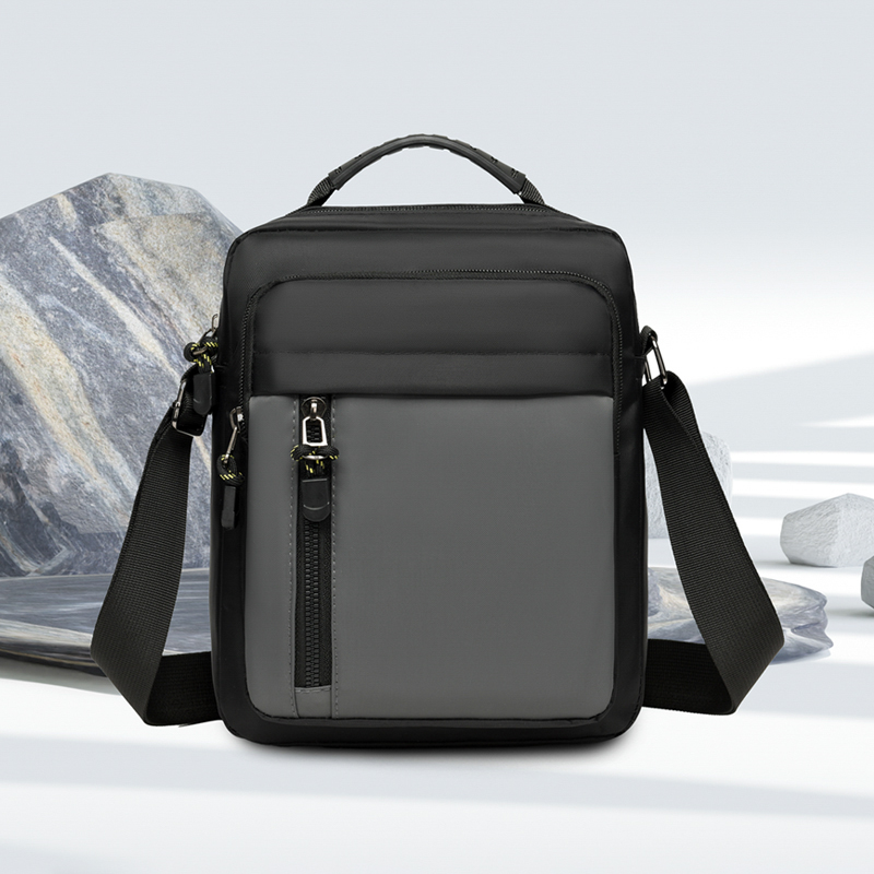 质感牛津布男士单肩斜挎包休闲实用竖款方形简约防水耐磨通勤包袋