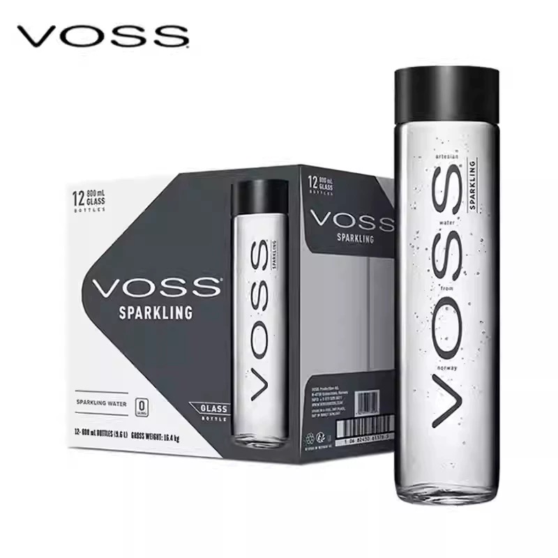 VOSS芙丝挪威进口含气矿泉水800ml*12/375ml*24玻璃瓶天然气泡水
