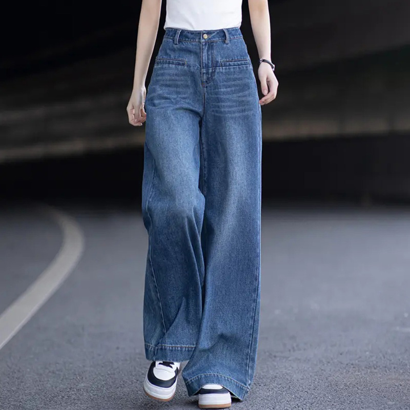 高腰美式复古显瘦牛仔裤女2025新款百搭潮好穿流休闲风个性阔腿裤