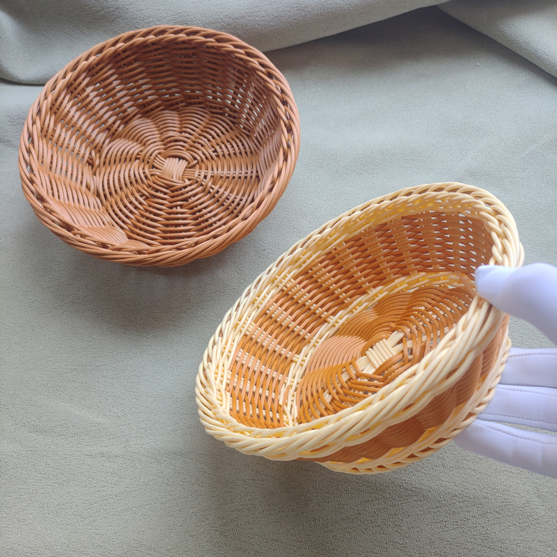 手工彷藤编织筐水果筐盛馒头烧饼筐糖果零食篮面包藤筐厨房收纳筐
