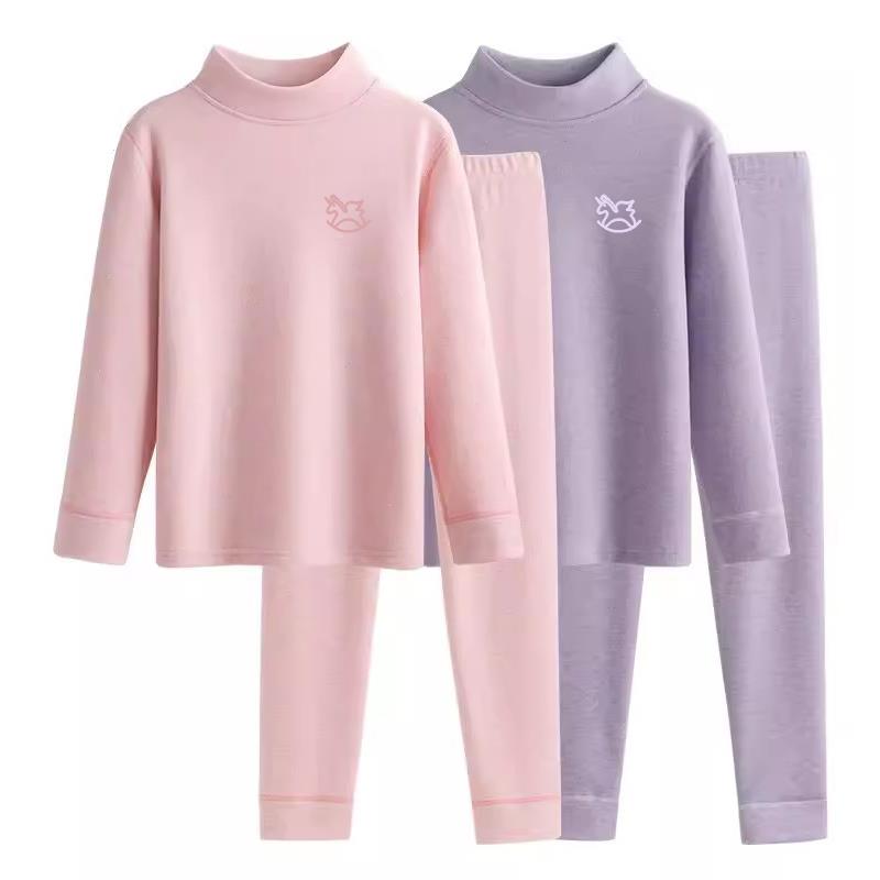 奥莱正品女童半高领加厚德绒2026新款套装中领磨毛打底儿童中大童