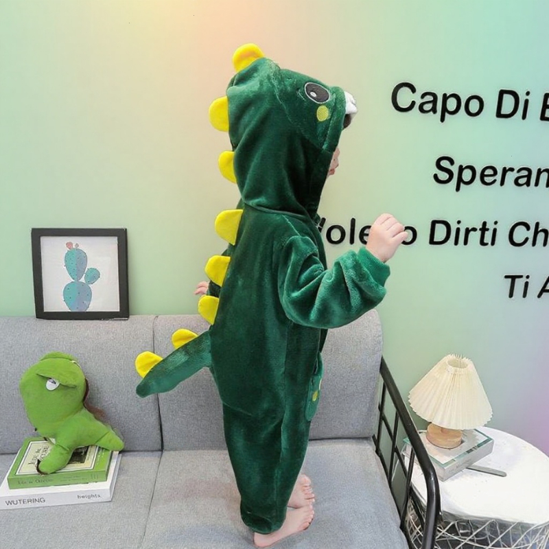 女童法兰绒连体睡衣秋冬季恐龙婴儿童加厚女孩宝宝睡袋秋款家居服