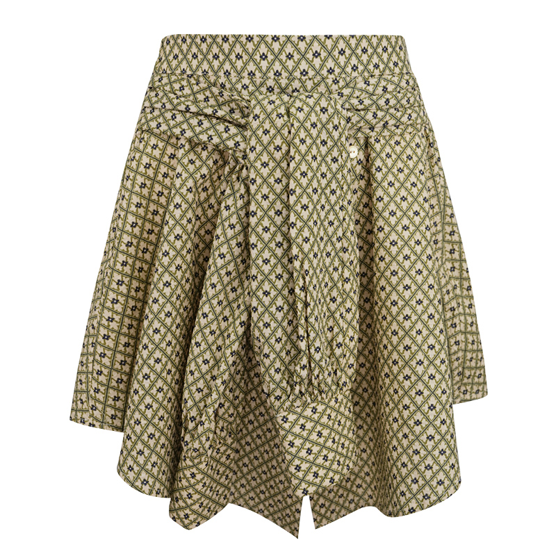 JUNGLE ME高腰显瘦休闲格子提花绑带气质短裙时尚秋季新款