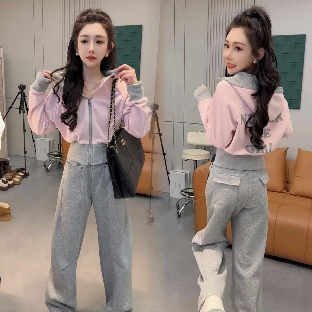 2025秋季新款女气质慵懒风韩版时尚休闲百搭上衣裤子高级感两件套