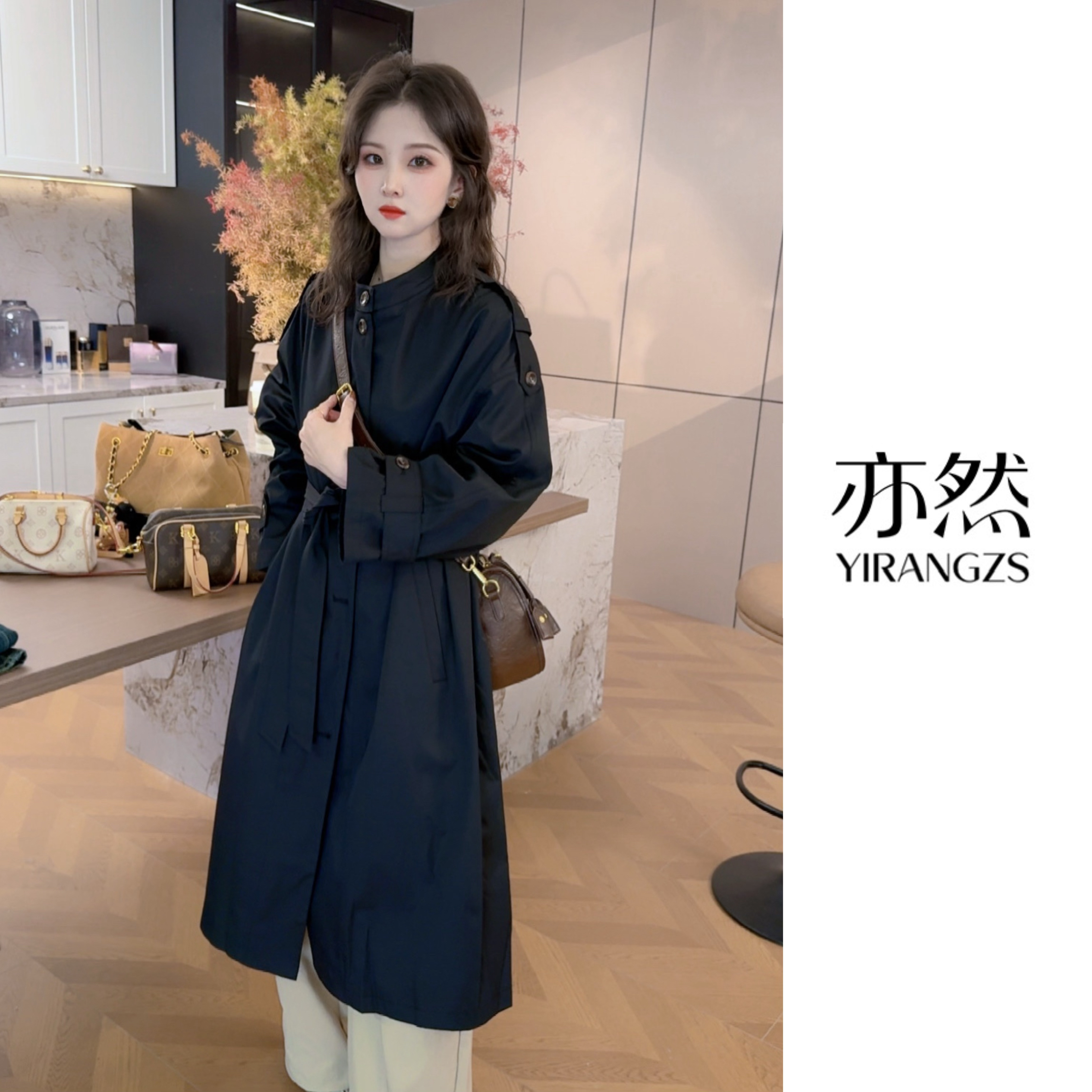 【亦然】2025年风衣外套秋季宽松气质长款风衣上衣