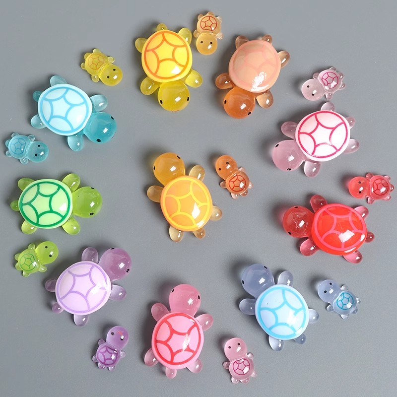 夜光彩色大小号乌龟对对碰桌面小摆件发光微景观装饰小孩玩具礼物