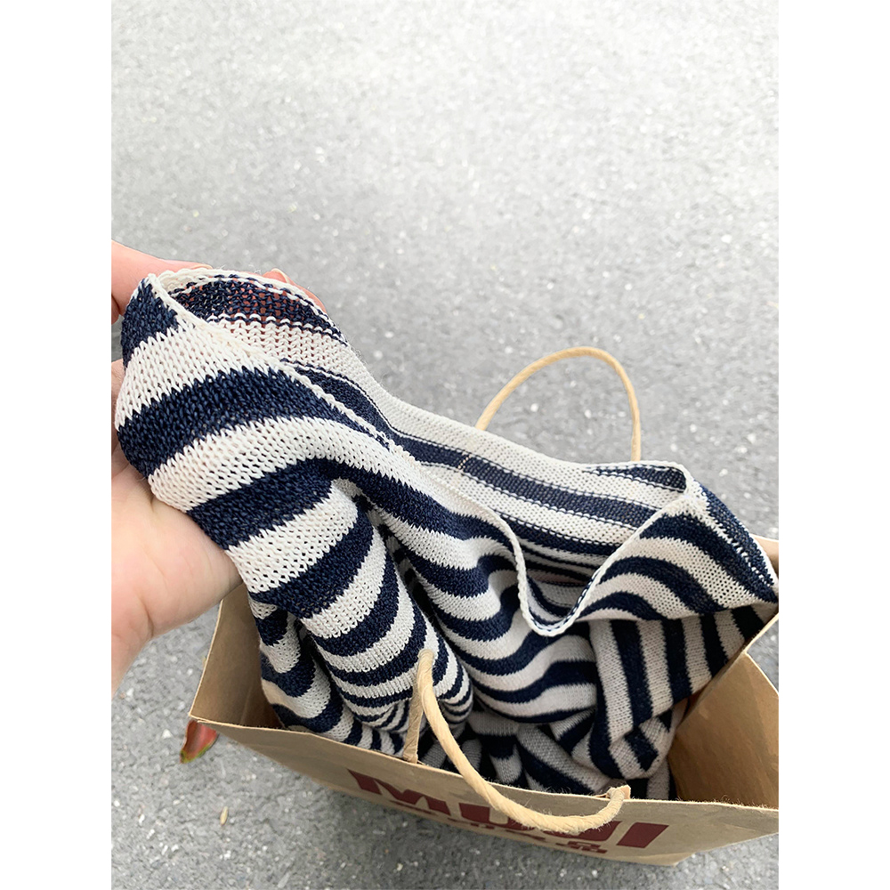 颜值真的很nice！韩系显白慵懒条纹针织衫女时尚百搭气质显瘦上衣