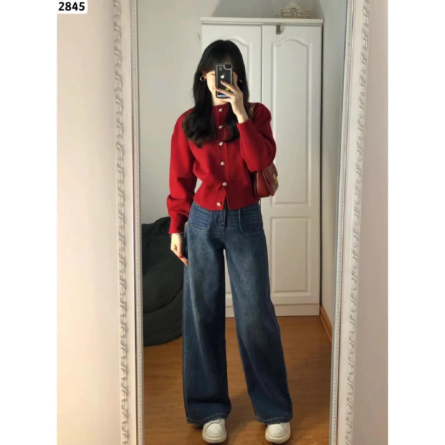 FAVMARTHA红色新年毛衣外套女秋冬2025新款今年流行爆款内搭龙年