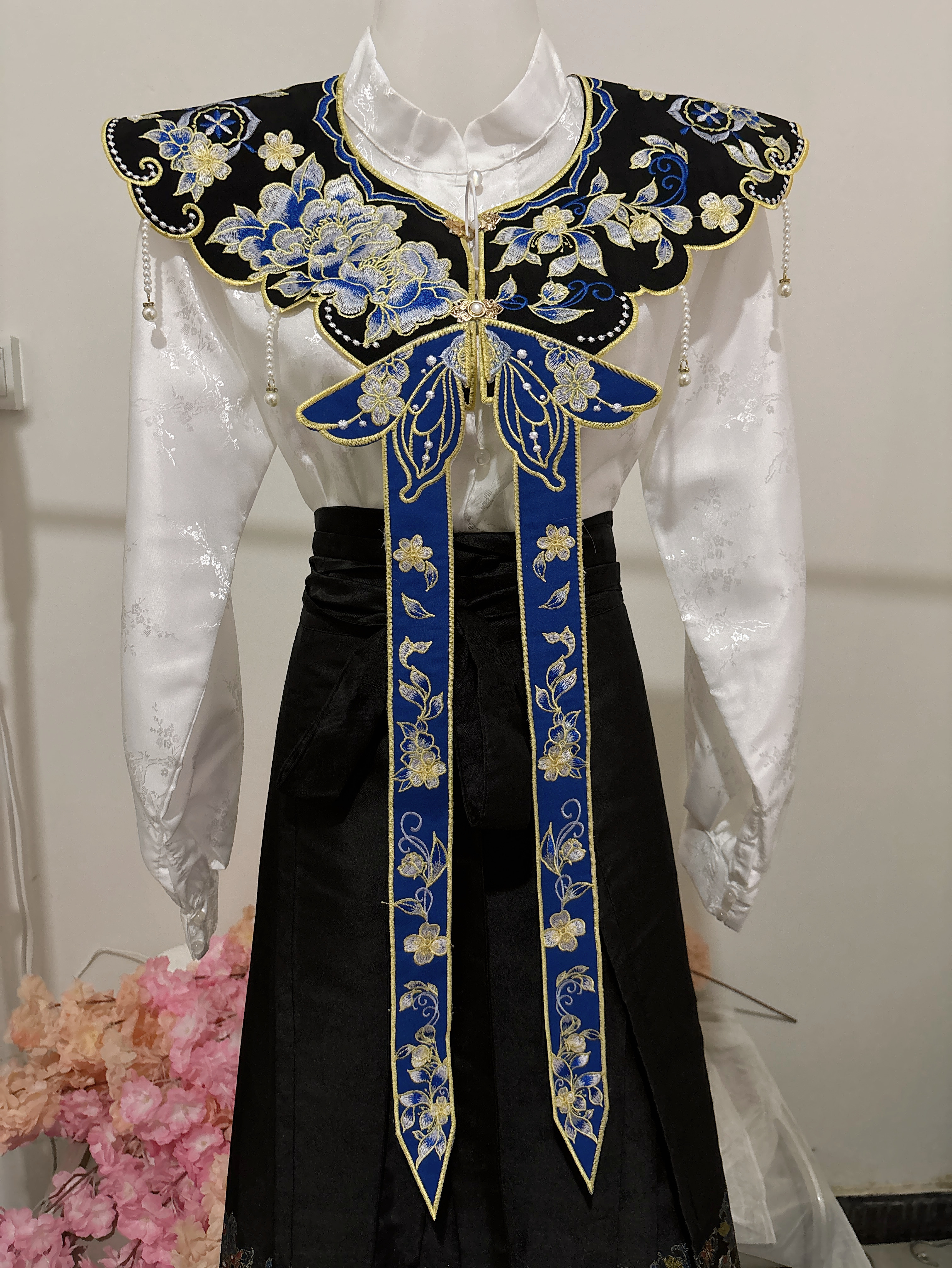 【锦蓝】新款汉服云肩配饰国风原创重工中式精美刺绣假领披肩