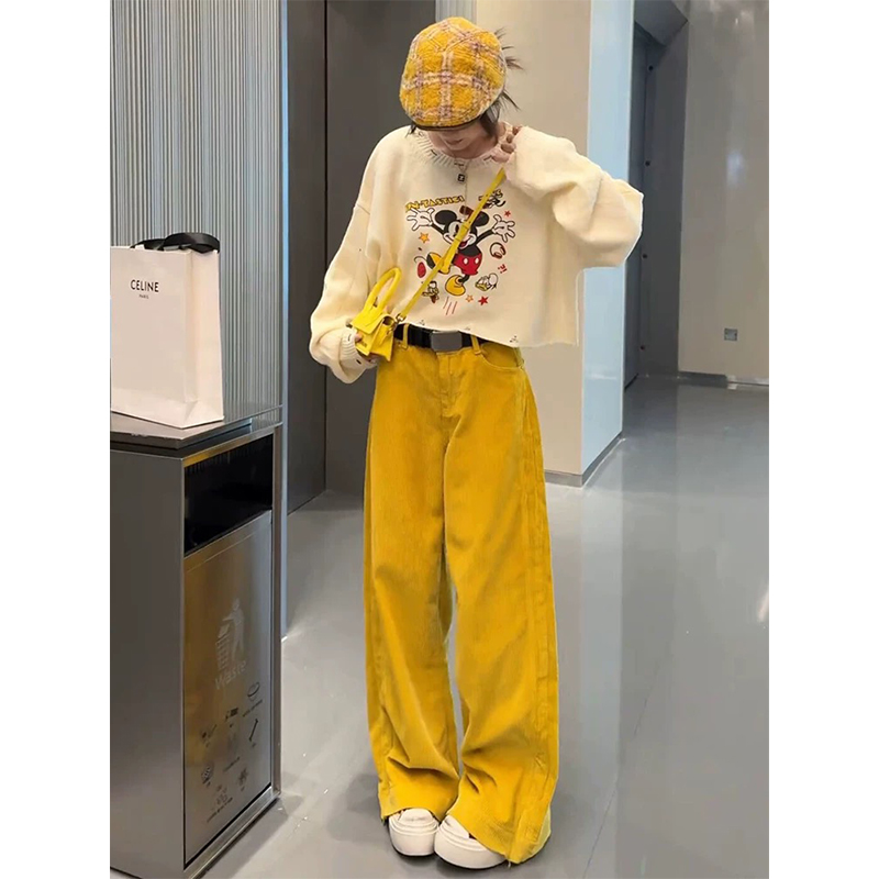 减龄一整套早秋穿搭高级感炸街港风宽松圆领上衣阔腿裤显瘦两件套