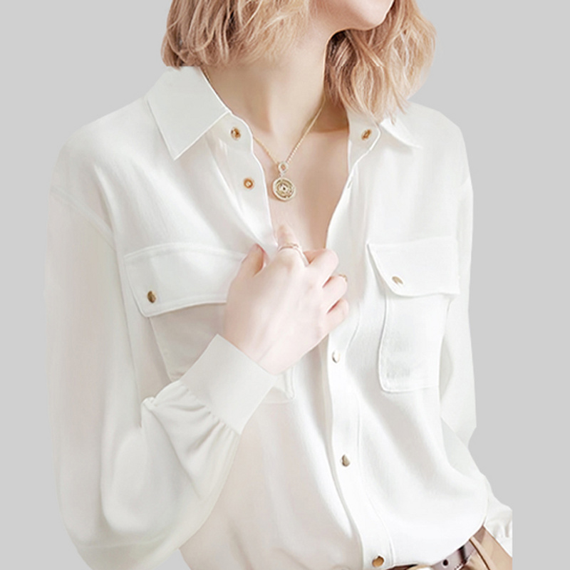 9711设计感复古法式衬衫女春装新款设计感小众休闲显瘦长袖上衣