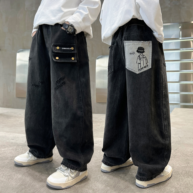 男童牛仔裤春秋宽松2025中大童休闲韩版长裤儿童秋季裤子洋气百搭