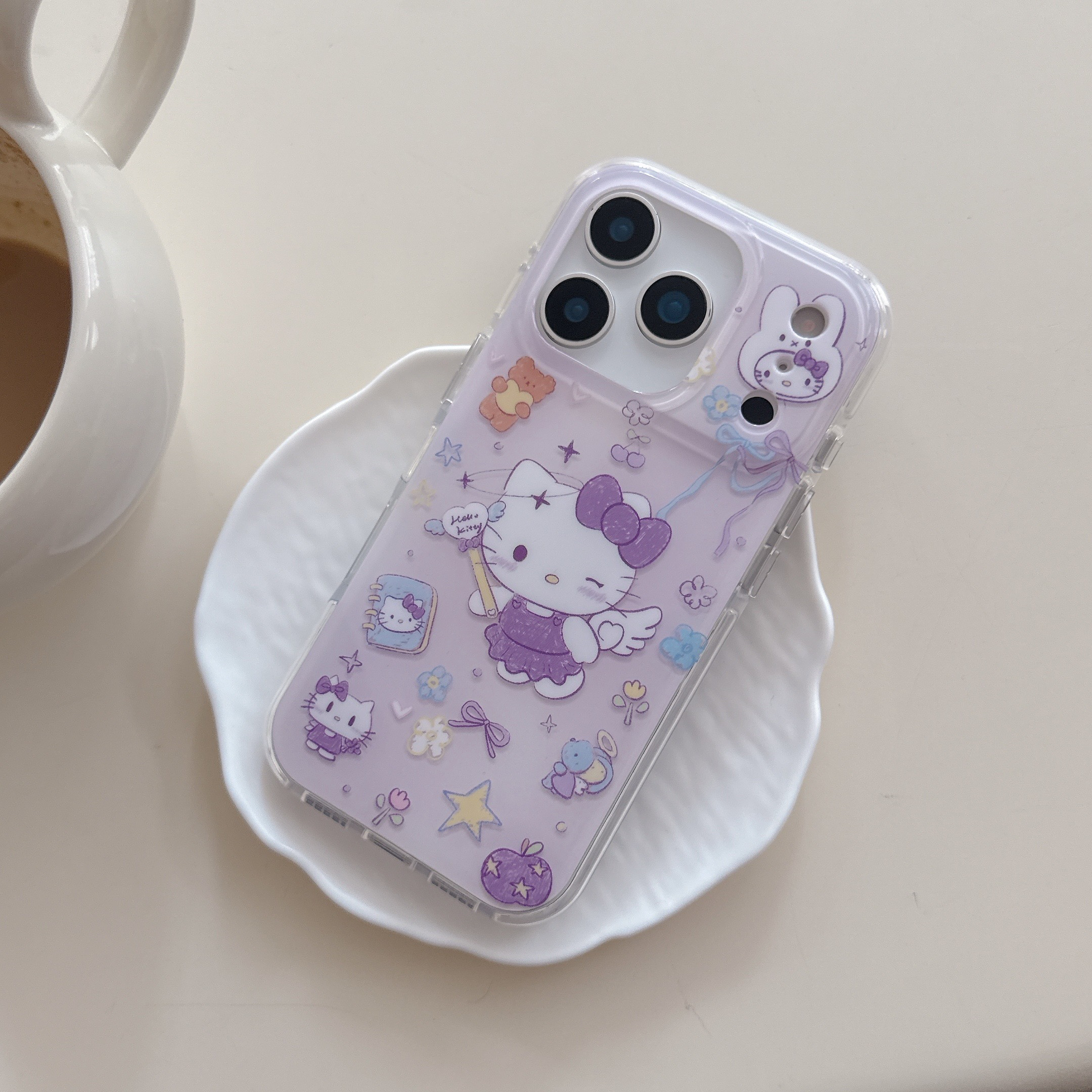 紫色kitty可爱圆边气囊imd双层手机壳适用苹果iPhone17/16/15/14