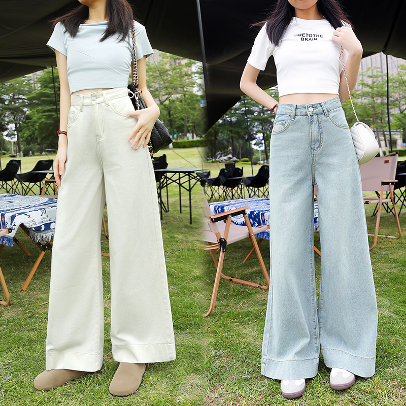 小个子2025年高腰宽松牛仔裤女阔腿牛仔新款裤子垂感拖地裤潮