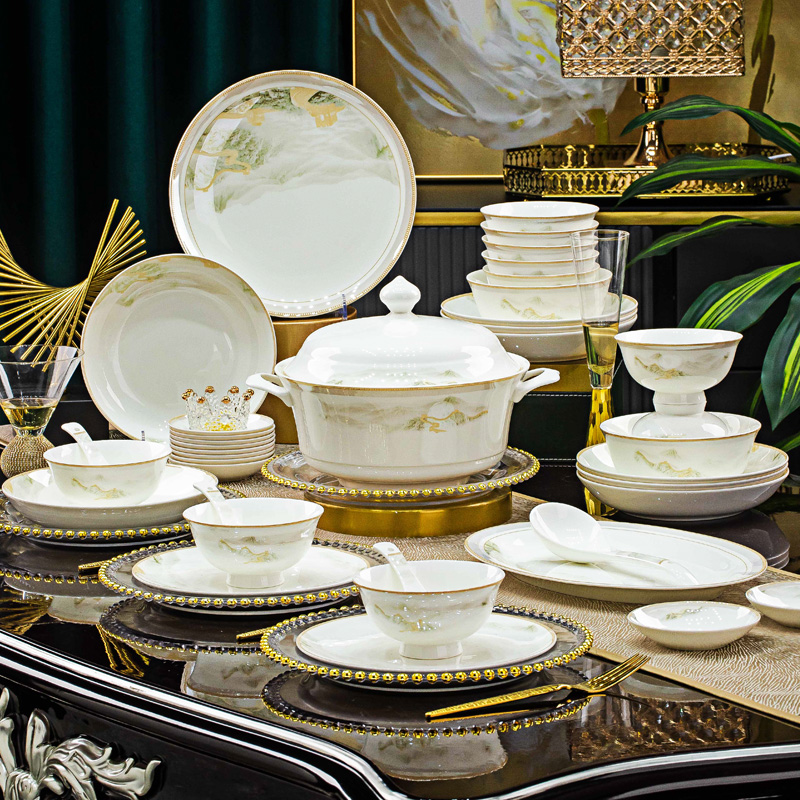 【保价双十二】大好河山62+54陶瓷餐具套装中式家用碗碟盘乔迁送礼