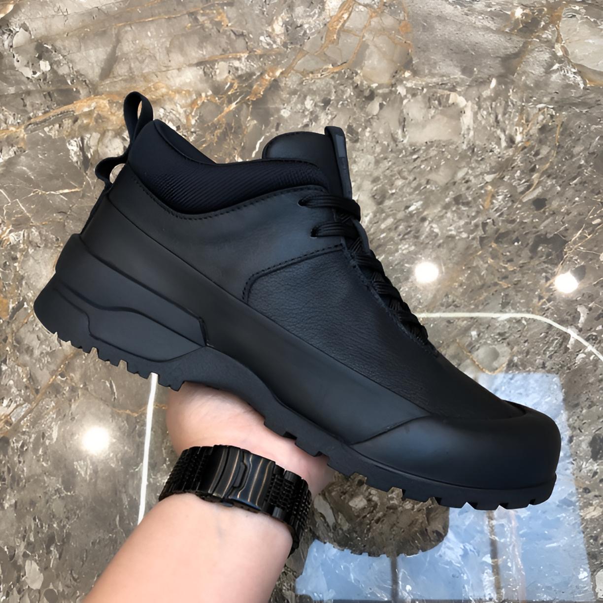 男士单棉同款休闲鞋皮鞋圆头系带头层牛皮透气黑色百搭潮流运动鞋