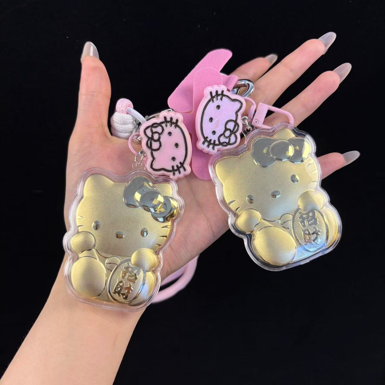 含金工艺品20mg金【招财Kitty】可爱卡通手机挂包挂件挂七夕礼物