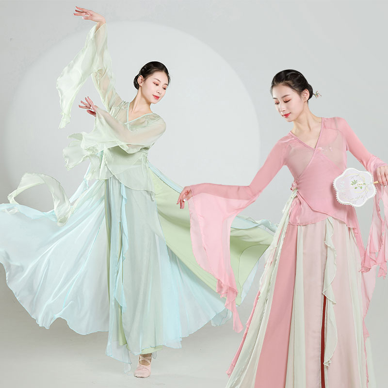 古典舞纱衣古风飘逸仙气舞蹈服练功服装女飘逸大裙摆网纱裙中国风