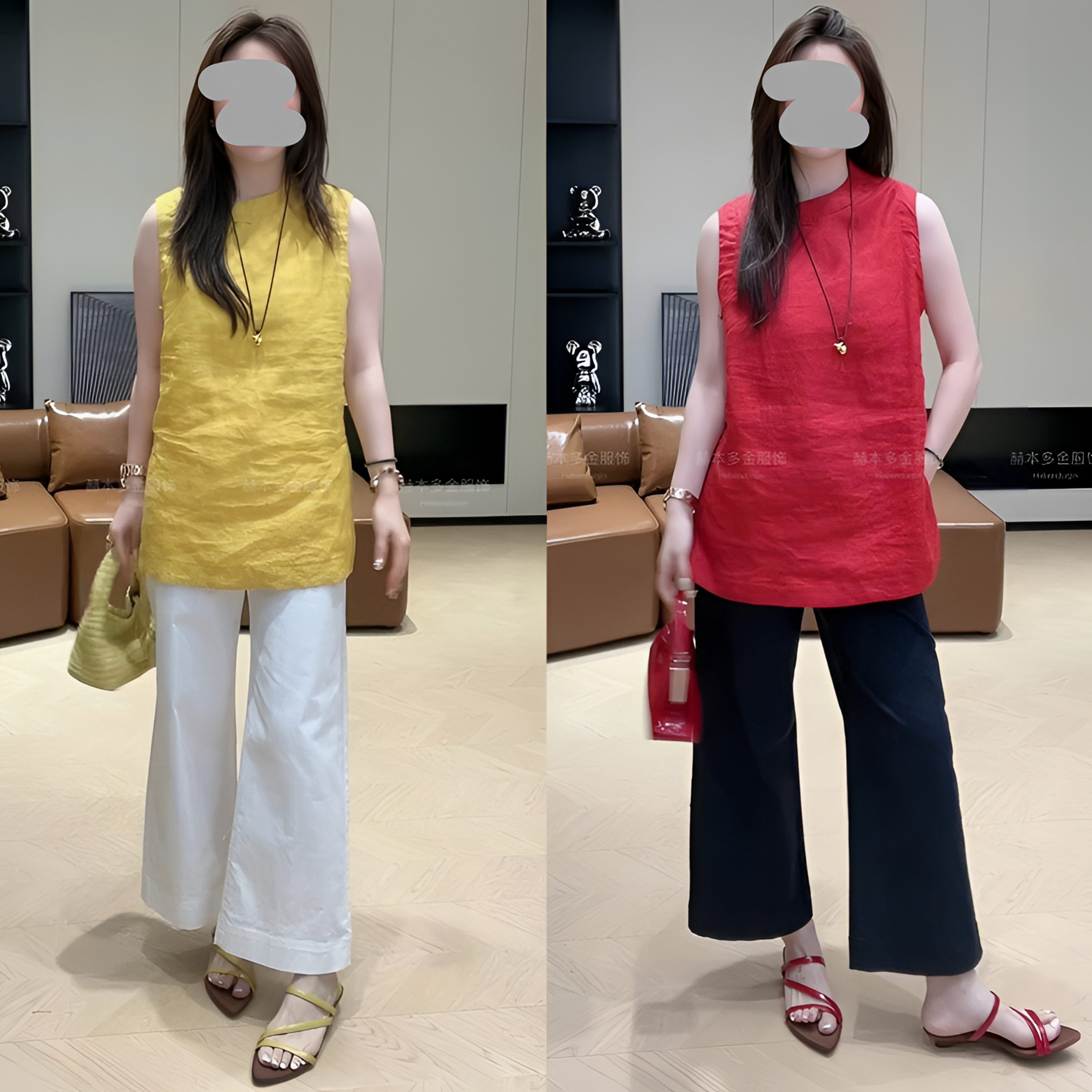 2025夏季时尚减龄新中式盘扣无袖上衣显瘦百搭九分休闲裤气质套装