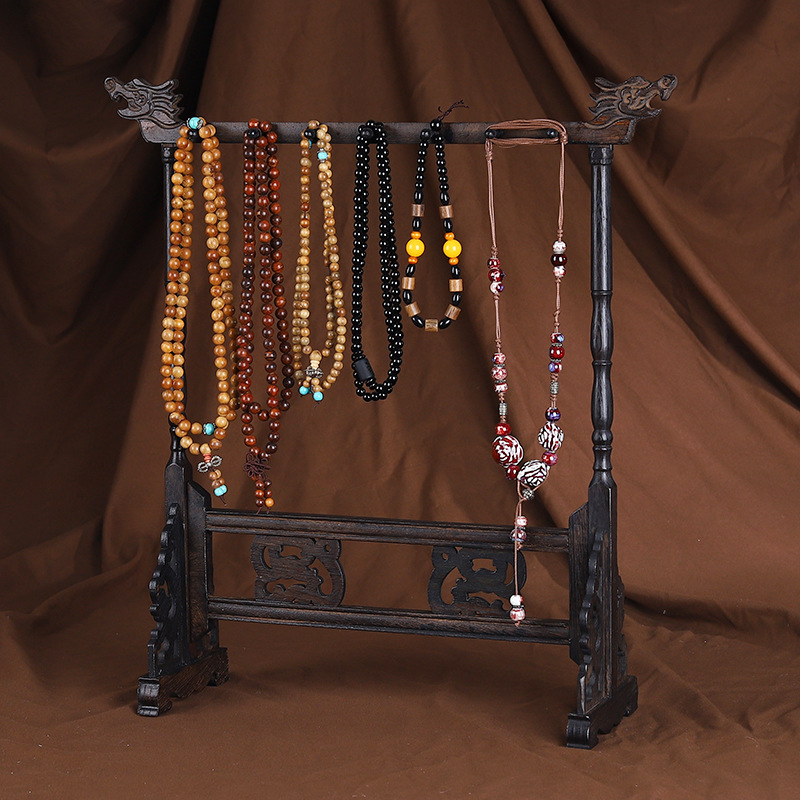 新款复古实木手串架佛珠文玩项链首饰架摆摊陈列展示架轻奢收纳架