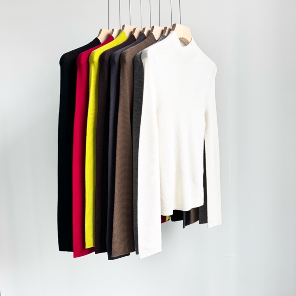 【NDYM23025-1】100%羊毛修身长袖半高领无缝一体18针打底针织衫