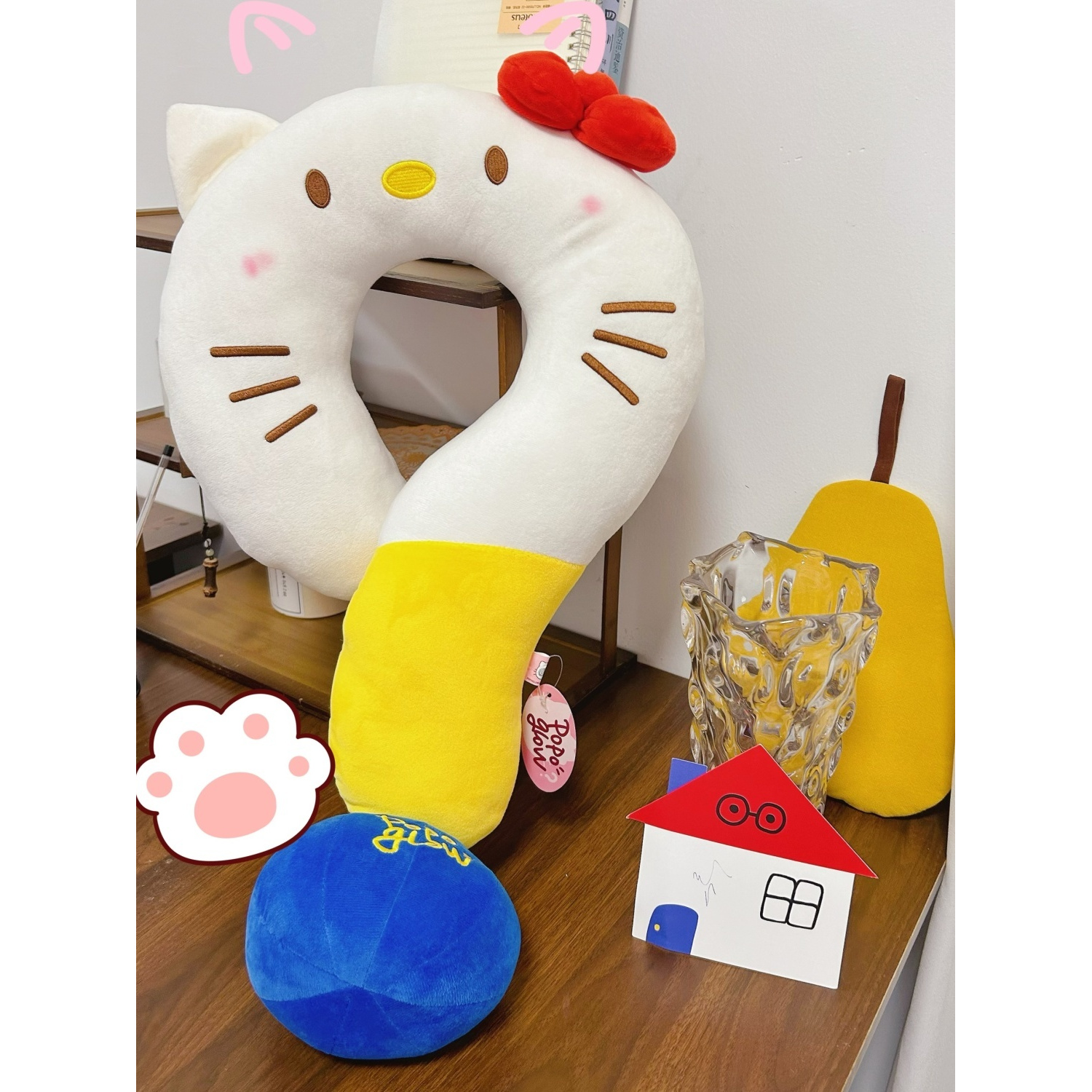 创意问号颈枕旅途u型枕kitty猫居家沙发抱枕夏季午睡枕生日礼物T