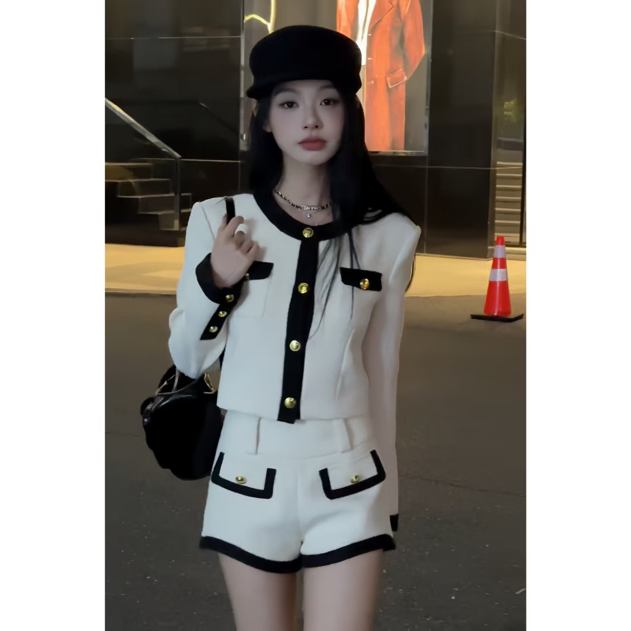 高级感轻奢时尚千金小香风爆款小个子洋气减龄高腰短裤套装