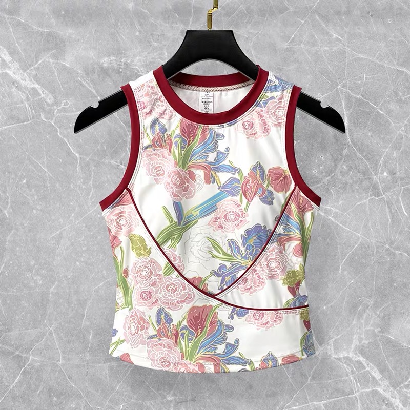 水墨画美背女高强度防震跑步健身运动一体杯文胸印花瑜伽服背心女