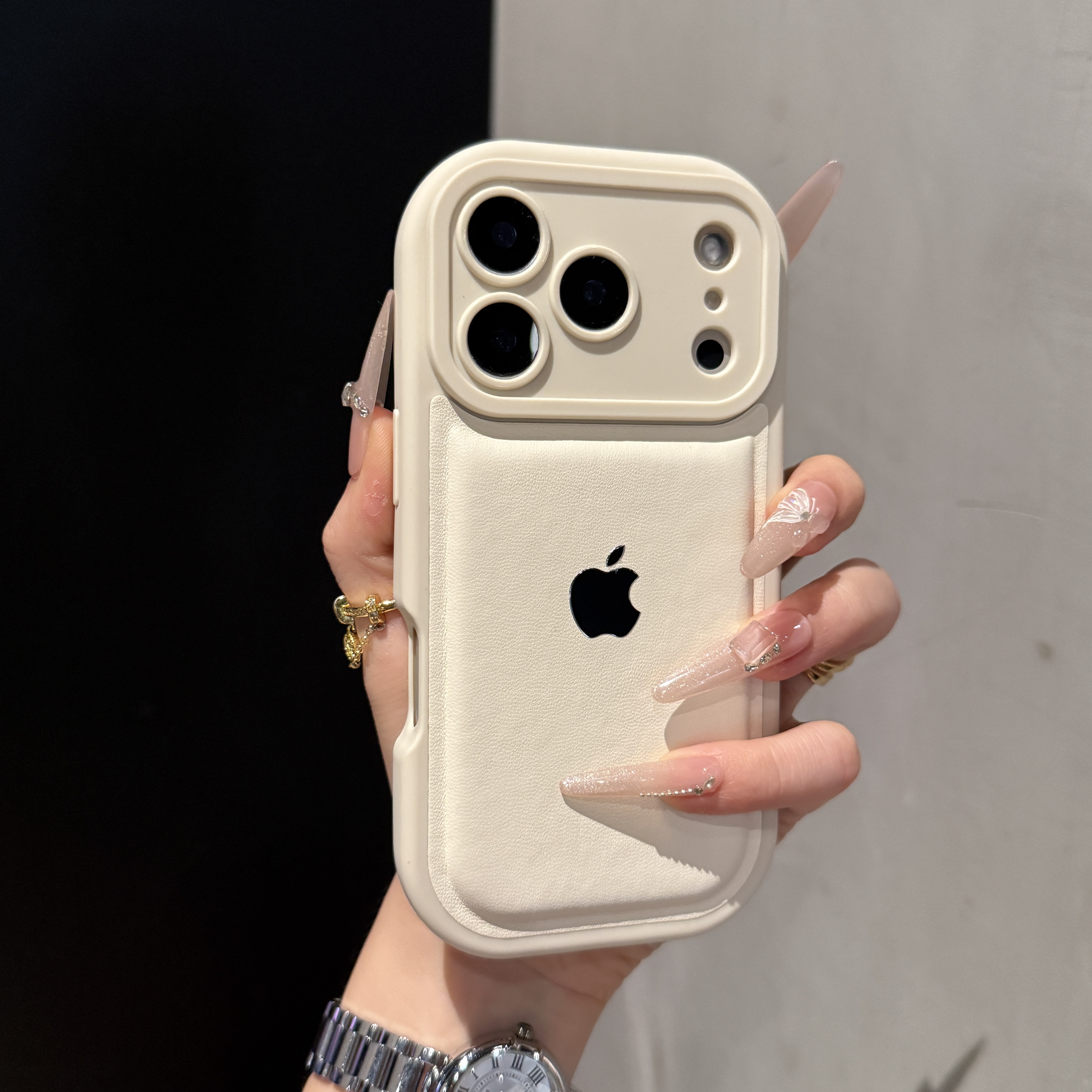 小众气垫皮纹防摔适用苹果16promax/15pro/14/13手机壳iPhone17