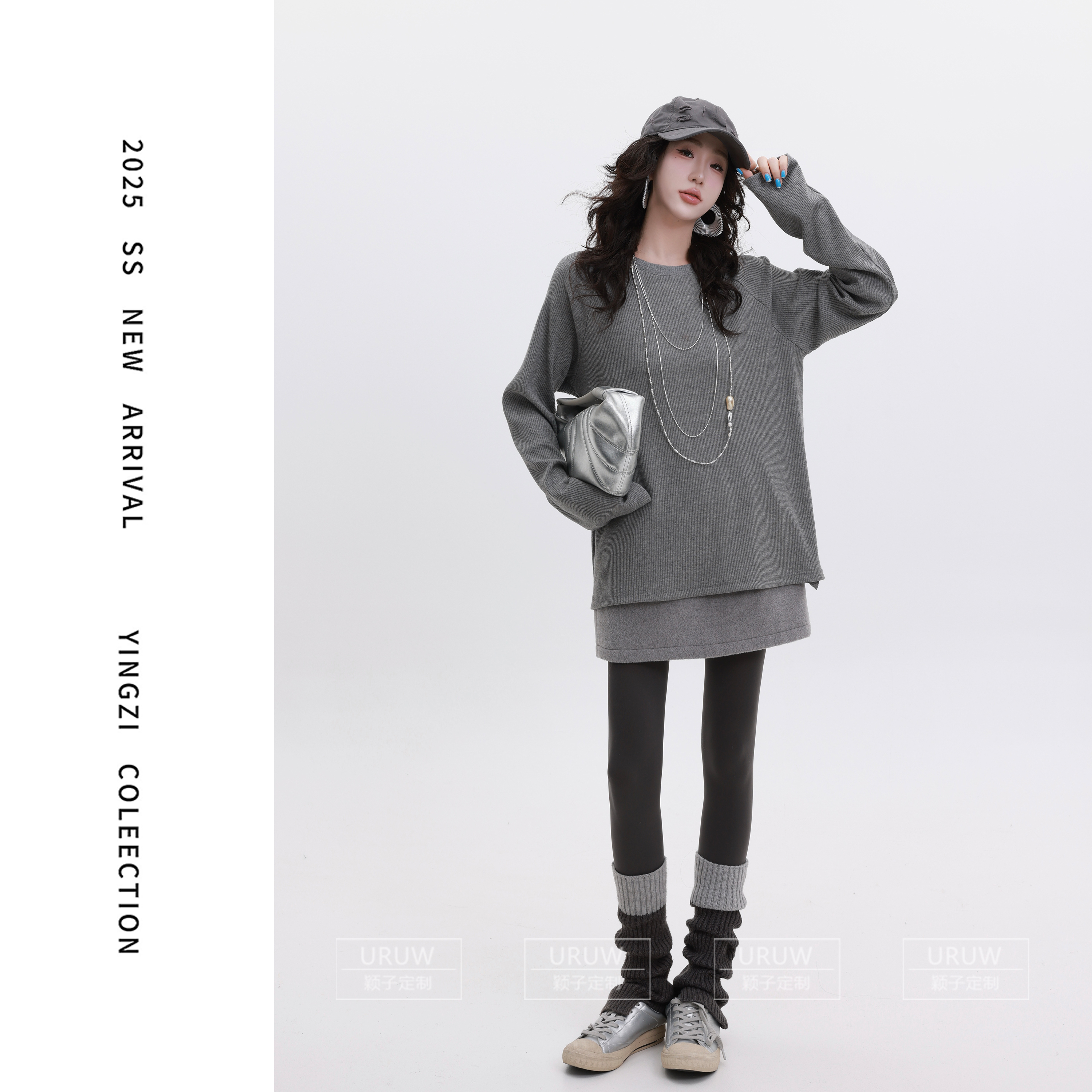 颖子定制【无束律动】秋冬休闲纯色百搭圆领上衣简约长袖打底衫2047