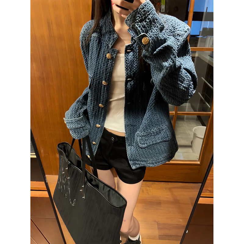 老钱风港味复古长袖牛仔外套女2025秋季新款小香风百搭气质上衣潮