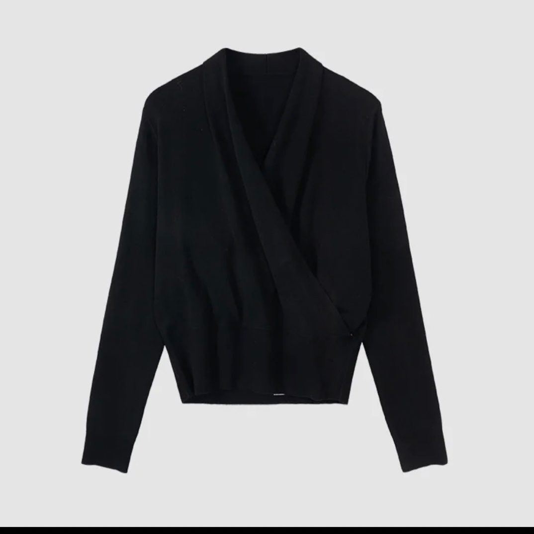 极简羊毛法式v领高弹力显瘦针织毛衣