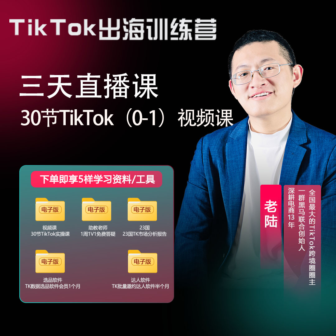 【一群黑马】Tik Tok训练营 三天直播课+30节视频实操课（短信领课）