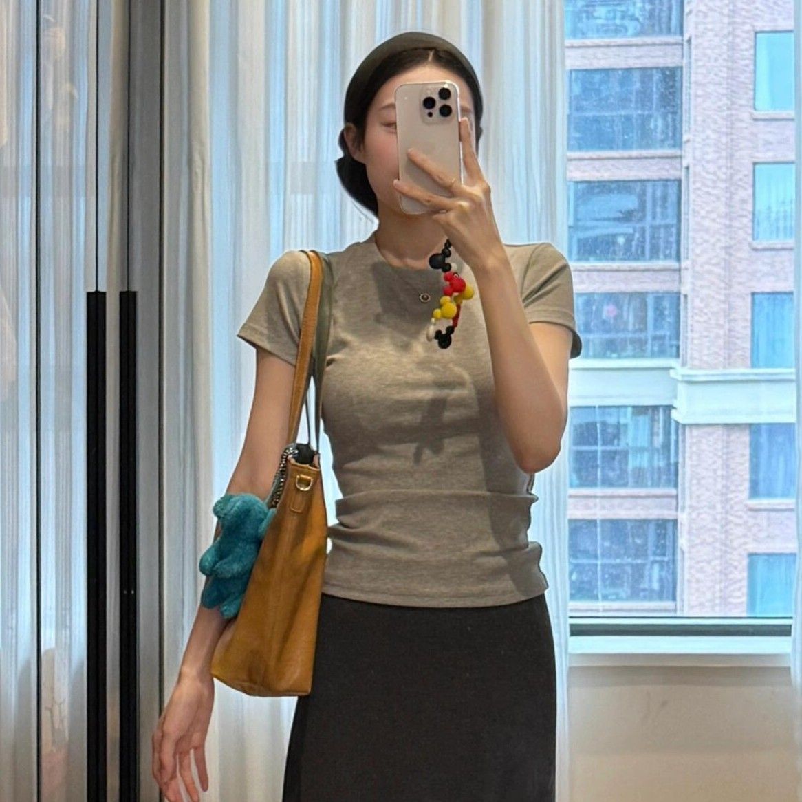 灰色长款裙子两件套韩系穿搭半身裙套装女夏季小个子正肩T恤高级