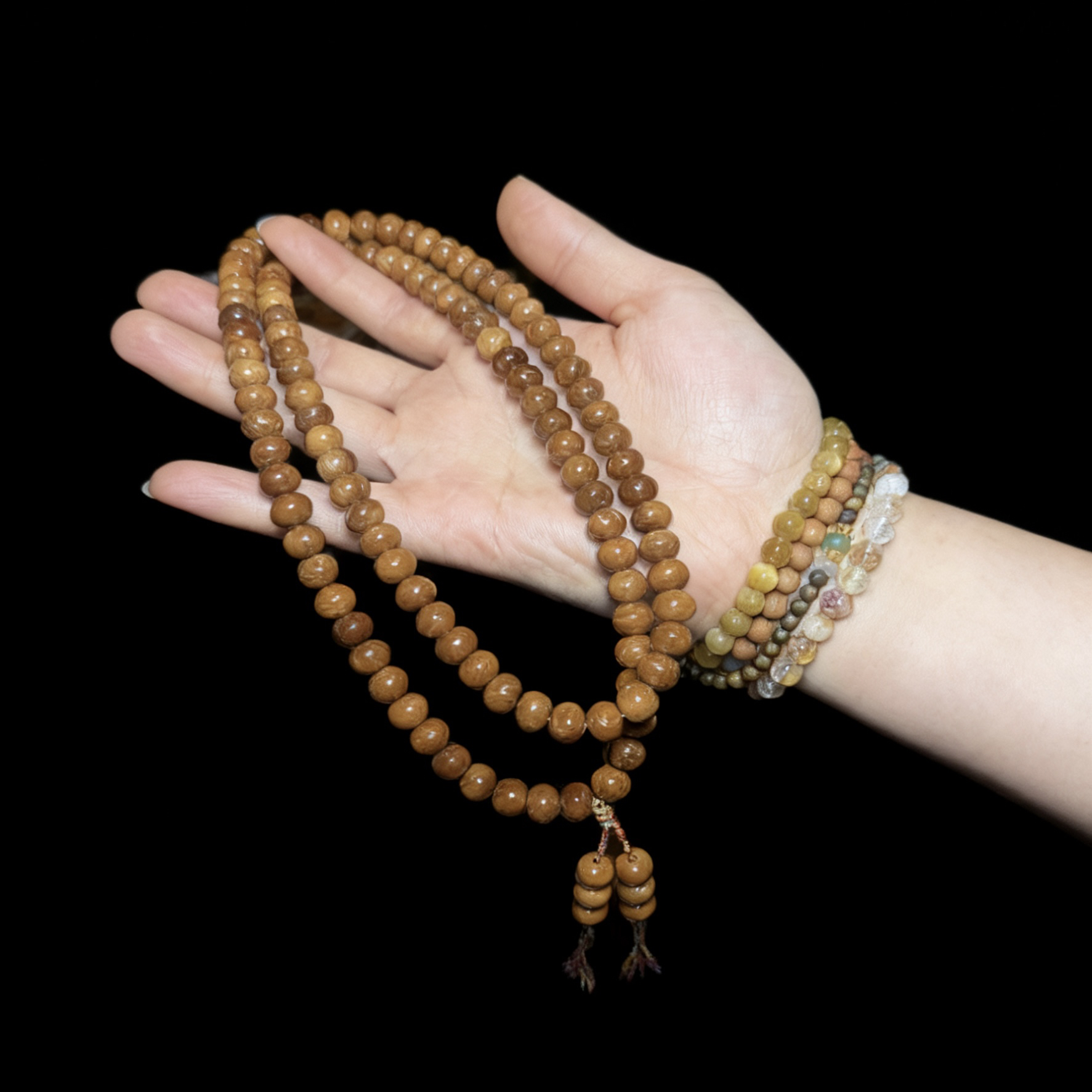 原生态天然精品高抛库克算盘108捻珠男女文玩多圈手串手持