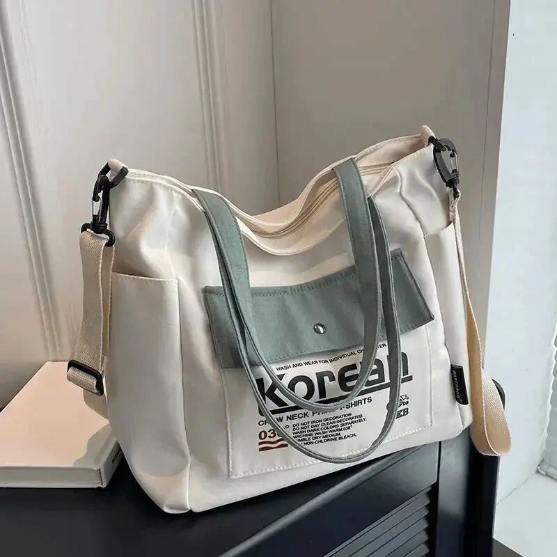 Z大容量帆布包包女2025新款潮大学生上课手提袋百搭单肩托特通勤