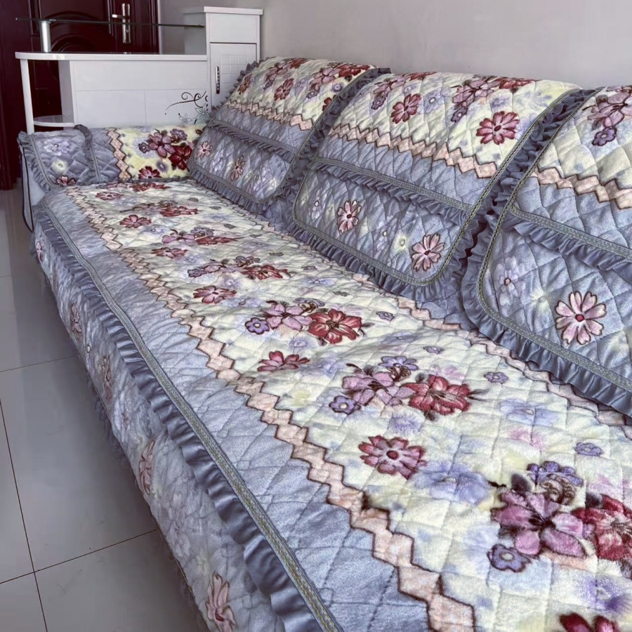 加厚防滑沙发垫四季通用现代简约毛绒全包新款布艺实木沙发套罩巾