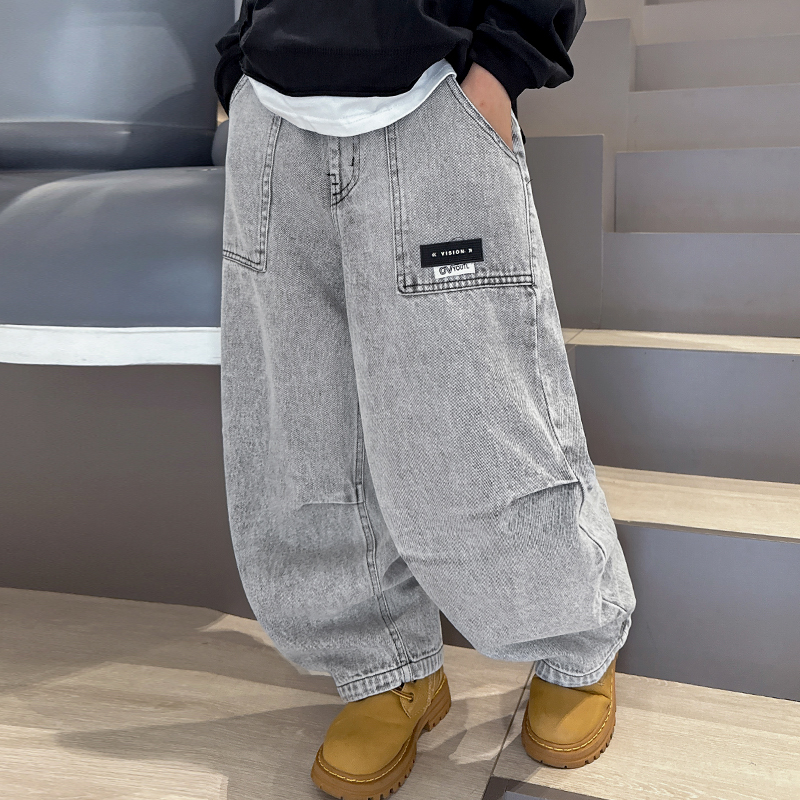 【2025秋款上新】男童牛仔裤儿童洋气宽松直筒裤子中大童春秋款长裤