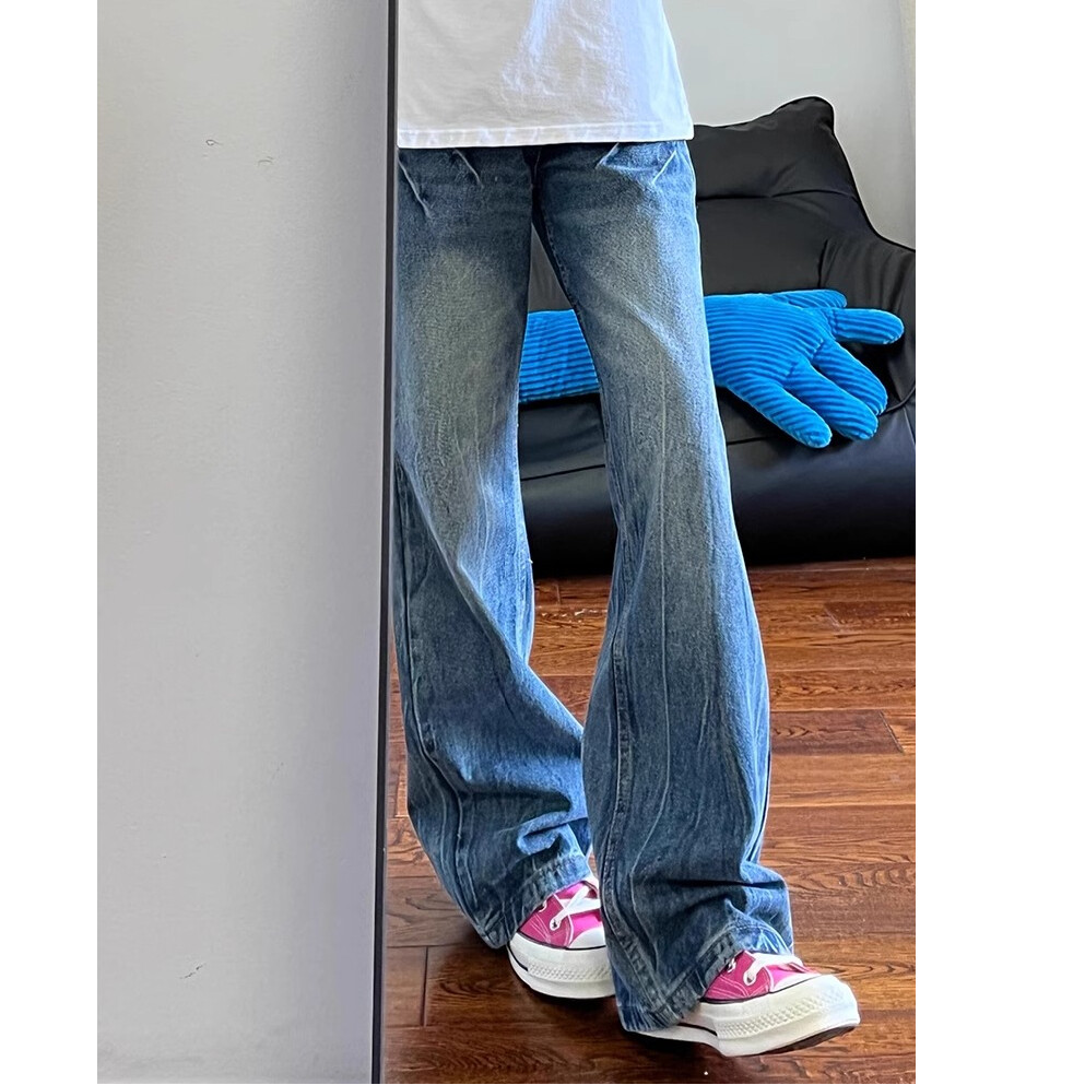 新款显瘦百搭潮流长裤青少年宽松水洗高腰男装牛仔裤