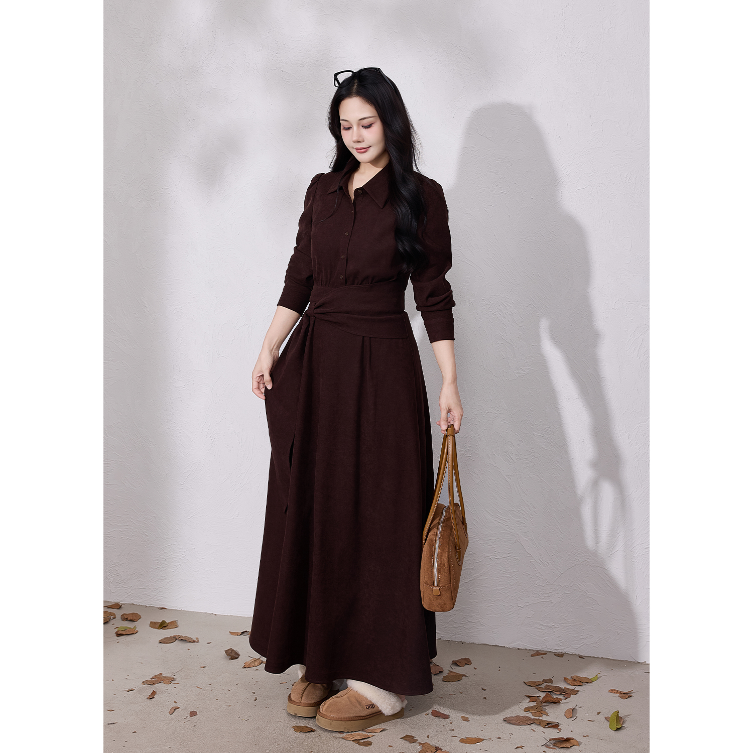 【慵懒漫调】蛋妹大码女装微胖mm秋冬显瘦长袖裙子连衣裙DM33276