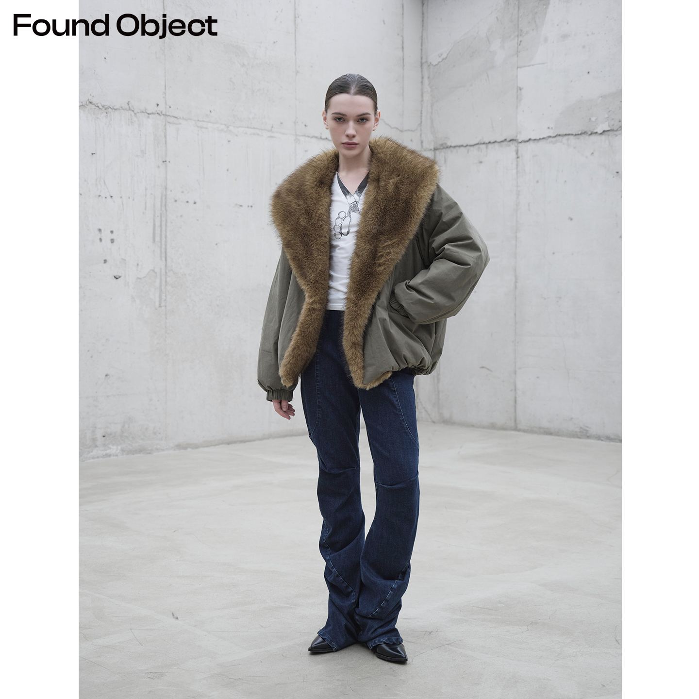 Found Object巴恩风大翻毛领双面穿棉服外套Coyote Collar Padded